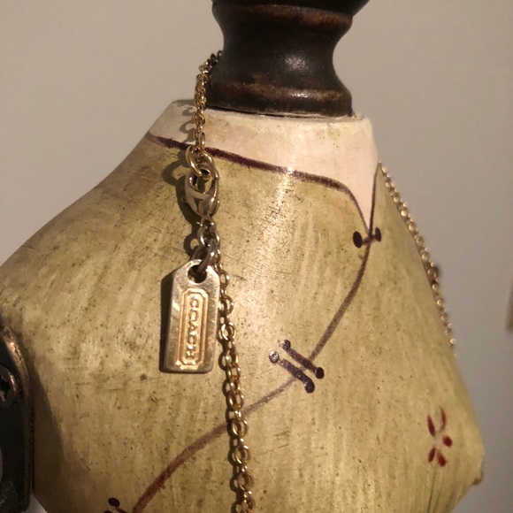 COACH Pave Signature Disc Necklace - Picture 4 of 5